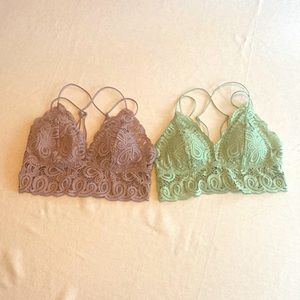 PINK lace bralettes with adjustable straps